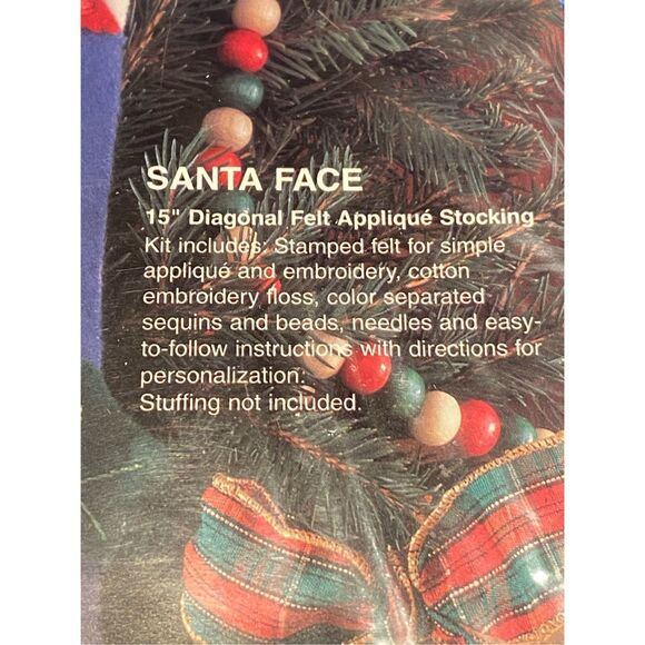 VINTAGE BUCILLA SANTA FACE GALLERY OF STITCHES CHRISTMAS STOCKING KIT 33507 1995 - Picture 2 of 9